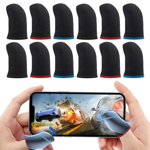30PCS Gaming Finger Sleeves Fiber Gaming Finger Sleeves Sweatproof Anti-Slip Gaming Finger Cover Breathable Thumb Gloves Finger Gloves for Gaming Compatible with All Touchscreen Devices